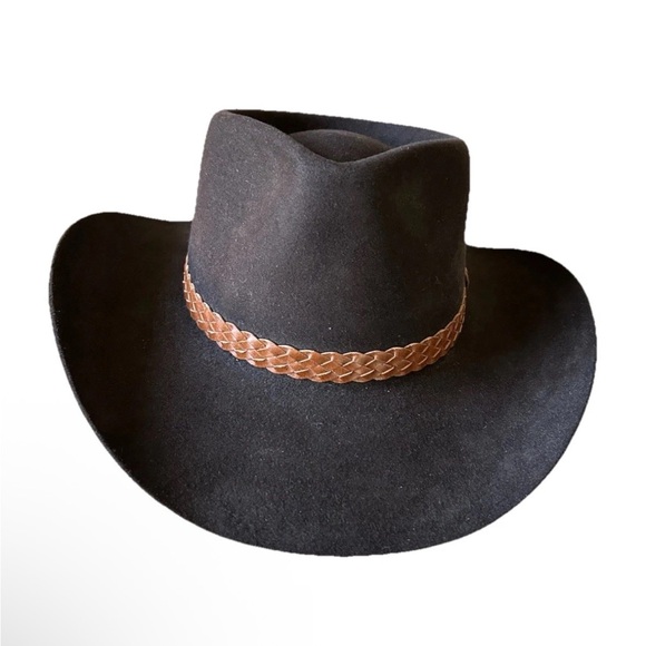 Akubra Men’s Snowy River Hat sz 56 Pure Fur Felt Brown Australia Cowboy EUC - Picture 1 of 12
